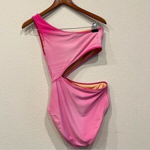 J. Crew Pink Ombré One Piece Asymmetrical Cut Out Swimsuit Size Medium